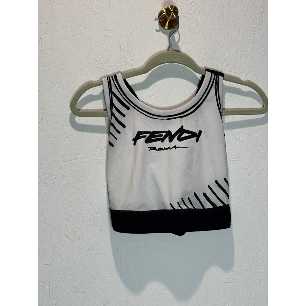 Fendi x Joshua Vides California Sky Tech Fabric Sports Bra White Black Size 44